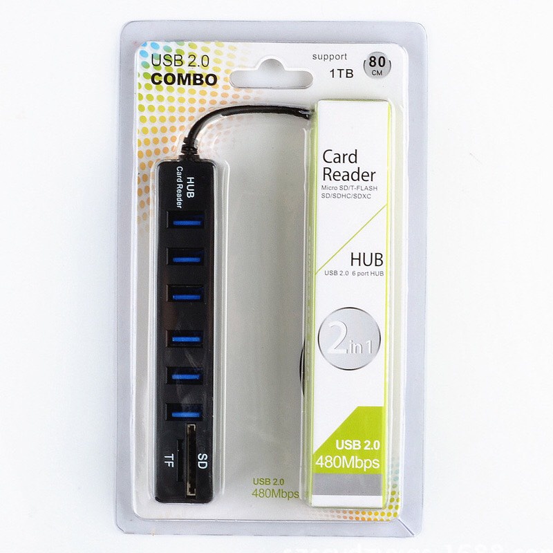 Adaptador Combo USB 2.0 Tipo C 480 Mbps Card Reader