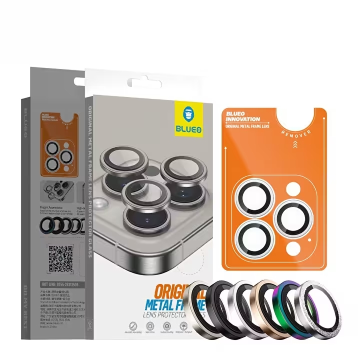 Blueo Original Metal Frame Lens Protector Glass 15/16 Pro/Pro Max Natural Titanium