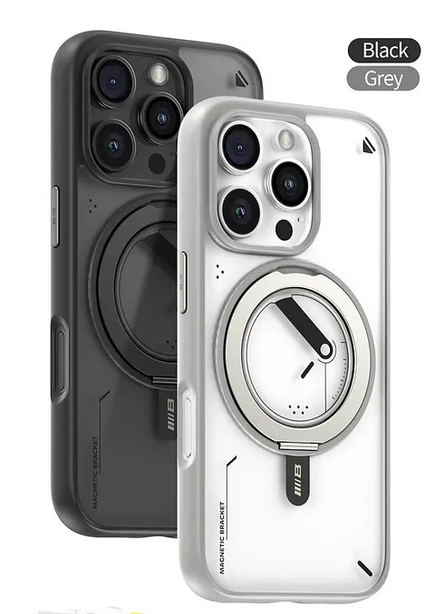 Blueo Skin Friendly Magnetic Case with 360 Rotable Stand  Punk Style iPhone 16 Pro Max Black