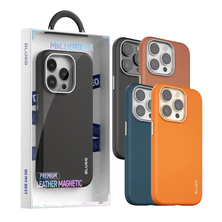 Blueo Premium Leather Magnetic Phone Case iPhone 15 Pro Max Black