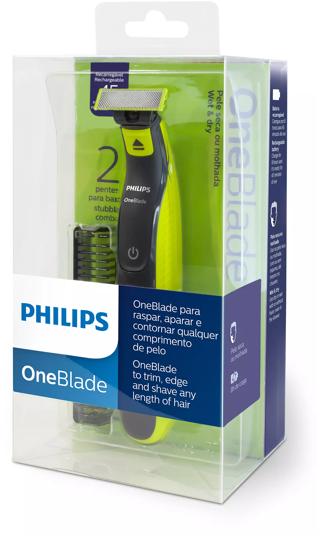 Afeitadora Philips One Blade para Rostro con 2 Peines (QP2521/10)