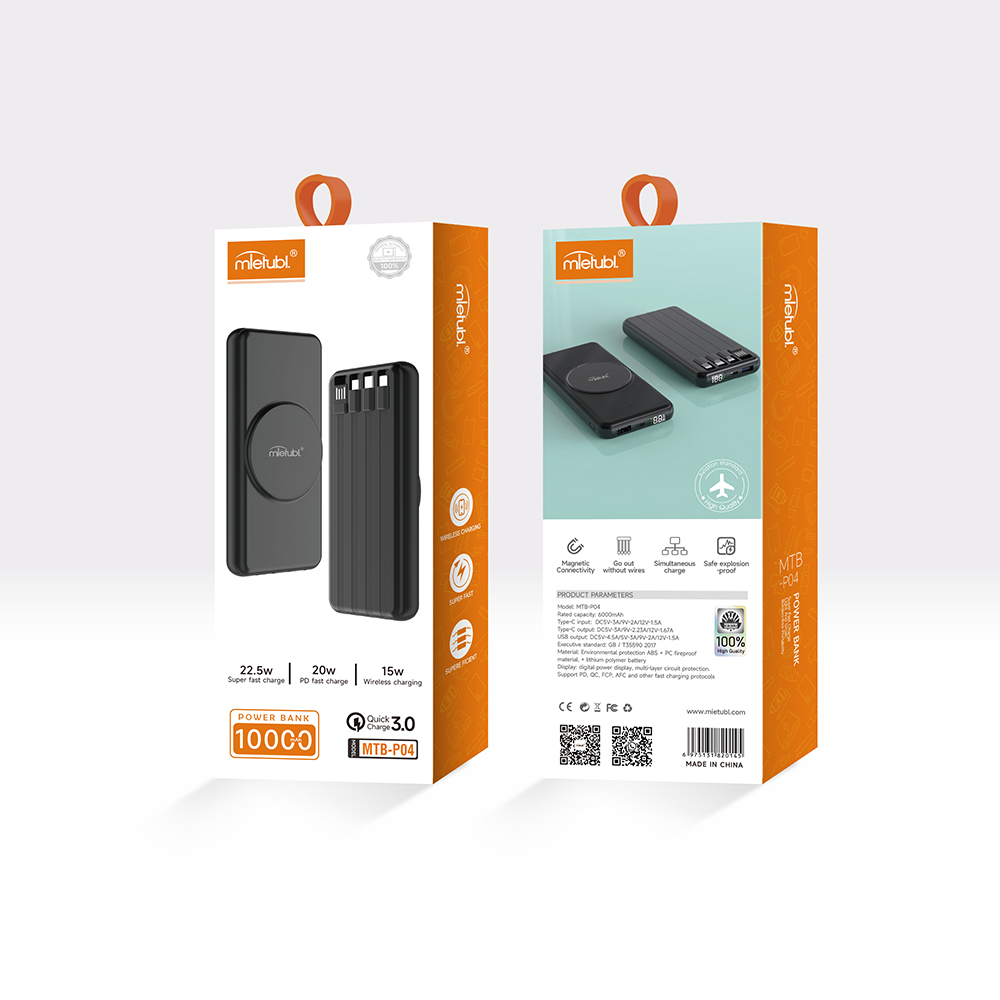 Powerbank Mietubl 10,000mAh con Carga Inal?brica MTB-P04