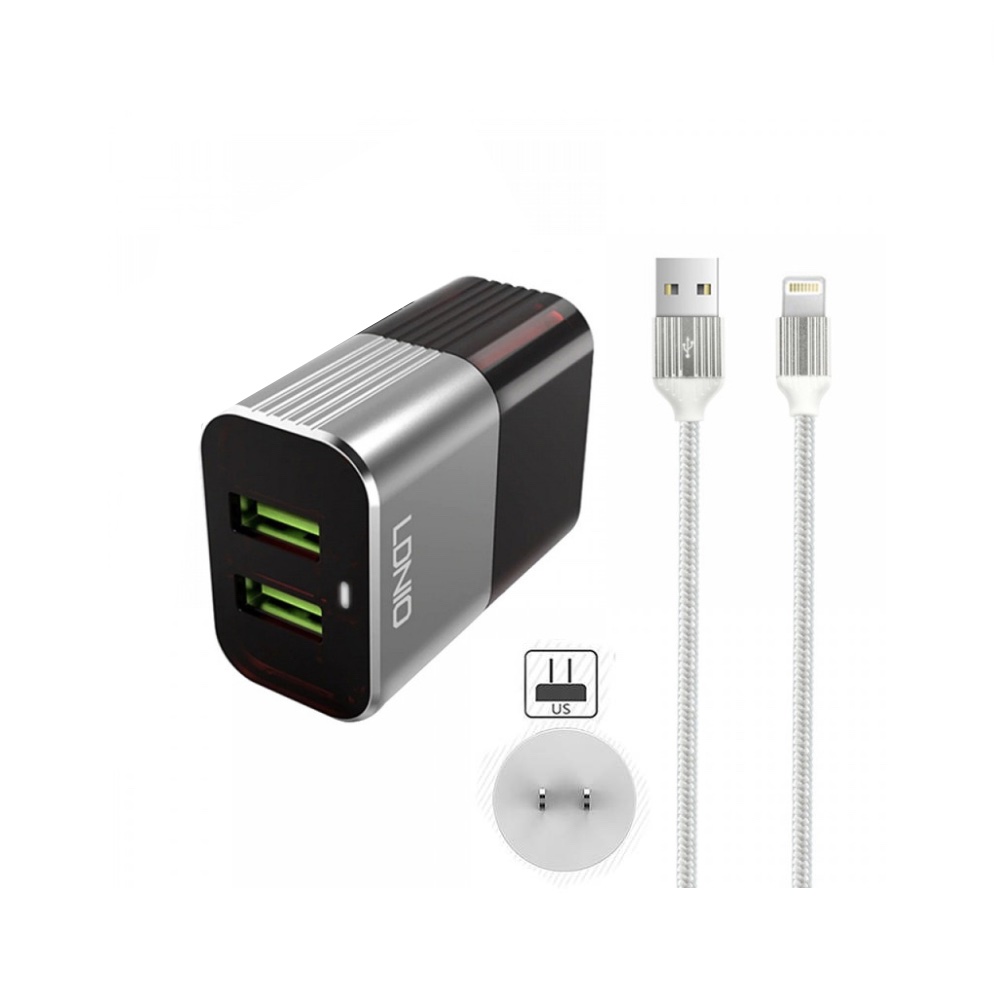 Cargador LDNIO A2206 con cable iPhone- Dual USB 2.4A