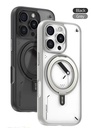 Blueo Skin Friendly Magnetic Case with 360 Rotable Stand  Punk Style iPhone 16 Pro Max Grey