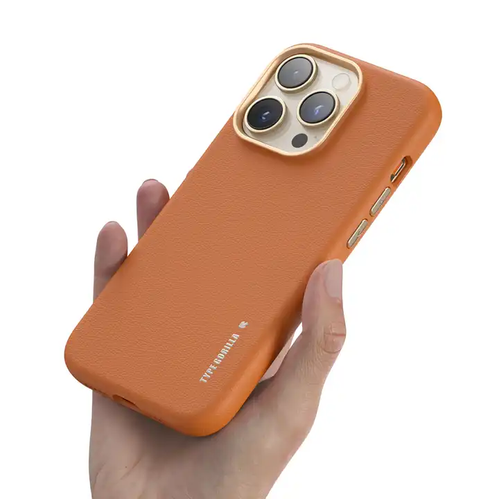 Blueo Premium Leather Magnetic Phone Case iPhone 14 Pro Orange