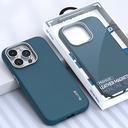 Blueo Premium Leather Magnetic Phone Case iPhone 14 Pro Dark Blue
