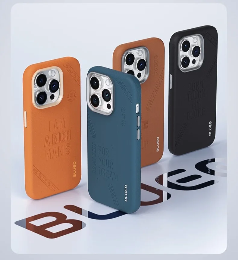 Blueo Premium Leather Magnetic Phone Case iPhone 14 Pro Brown