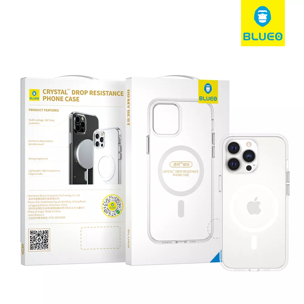 Blueo Crystal Pro Drop Resistance Case Mag Safe iPhone 15 Plus Transparent