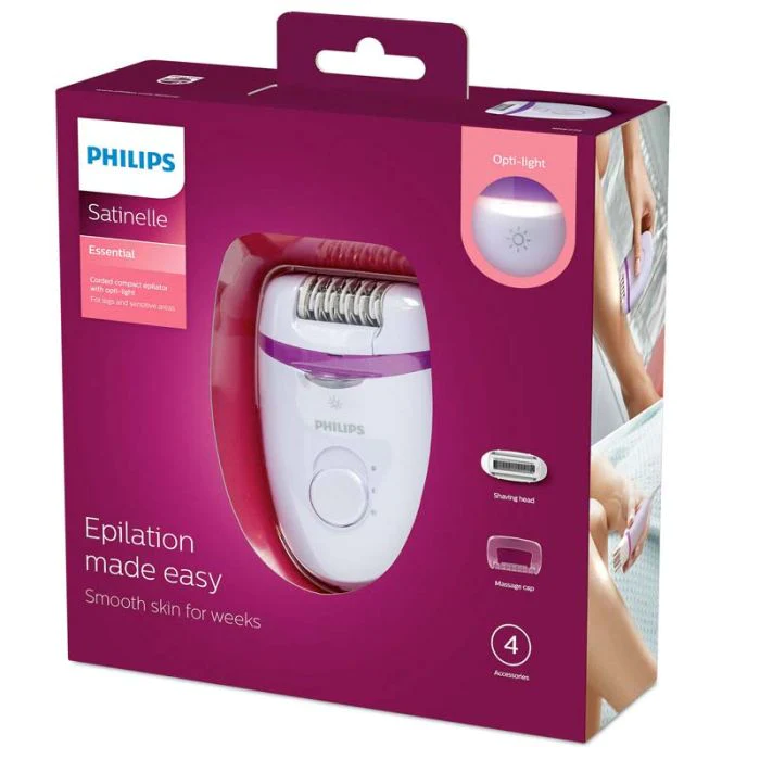 Depiladora Phillips Satinelle Essential con 4 accesorios