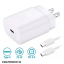 Samsung 25W PD Travel Adapter USB-C to USB-C Blanco	